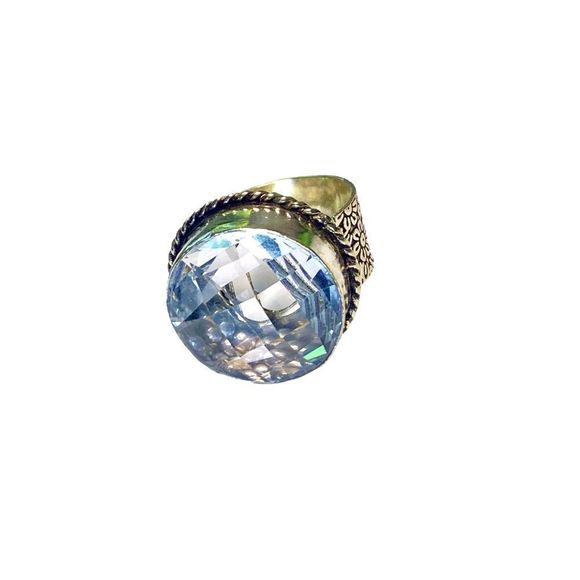 Faceted & Lots of Sparkle Gemstone in a 925 Silver Overlay/Plated Ring (8) - Picture 5 of 12